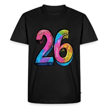 26 Nombre Coloré - T-shirt Premium bio Homme - noir - Devant - Nico (187cm)