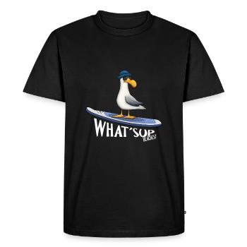 WHAT SUP Beaches Mer du Nord Mer Baltique Surfer Mouette - T-shirt Premium bio Homme - noir - Devant - Nico (187cm)