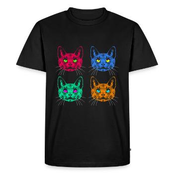 Vier Farben Katzen / Cats like Warhol - Men's Premium Organic T-Shirt - black - Front - Nico (187cm)