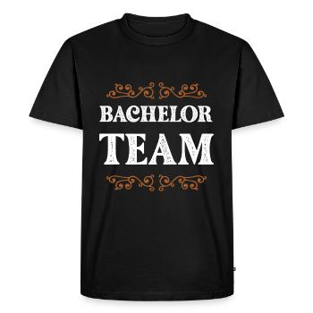 Bachelor Crew - Men's Premium Organic T-Shirt - black - Front - Nico (187cm)