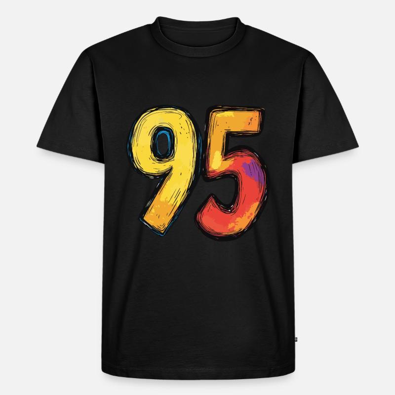 95 Zahl Bunt - Männer Premium Bio T-Shirt - Schwarz