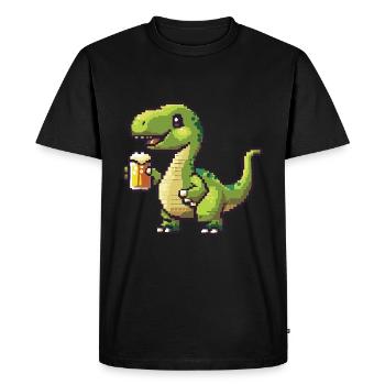 Dinosaure brontosaure pixel bière - T-shirt Premium bio Homme - noir - Devant - Nico (187cm)
