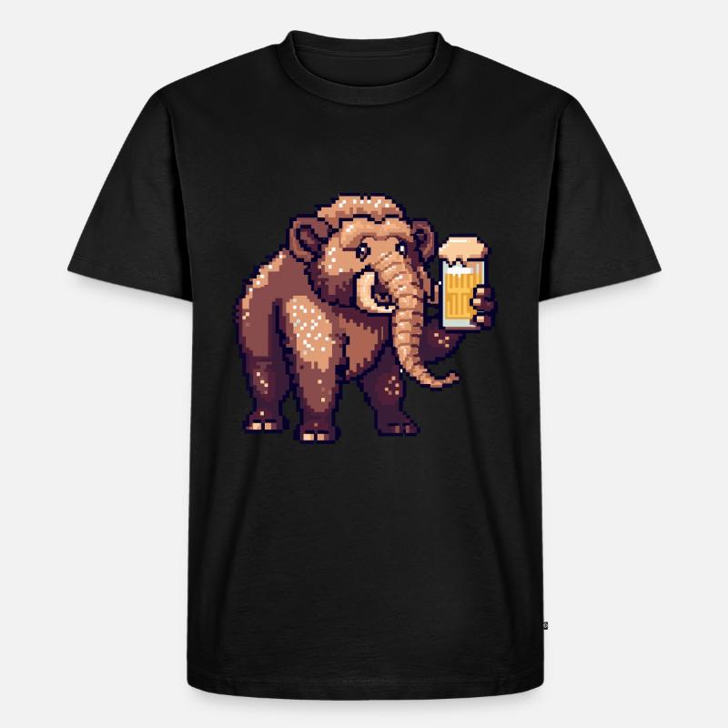 Mammut Pixel Bier - Männer Premium Bio T-Shirt - Schwarz