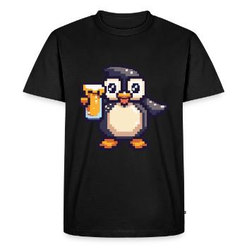 Penguin Pixel Beer - Men's Premium Organic T-Shirt - black - Front - Nico (187cm)