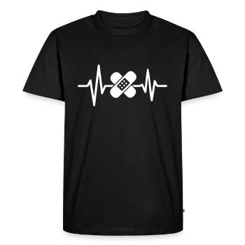 Battement Cœur Infirmier - T-shirt Premium bio Homme - noir - Devant - Nico (187cm)