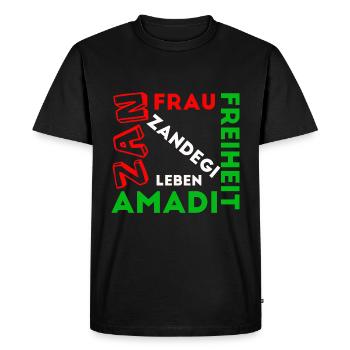 Femmes , vie, liberté , allemand et persan - T-shirt Premium bio Homme - noir - Devant - Nico (187cm)