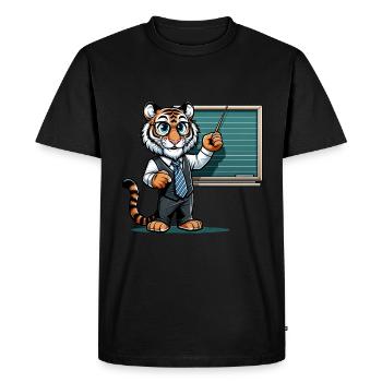 Cute Tiger Teacher - Men's Premium Organic T-Shirt - black - Front - Nico (187cm)