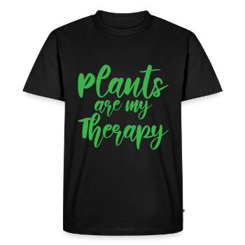 Les plantes sont ma thérapie - T-shirt Premium bio Homme - noir - Devant - Nico (187cm)