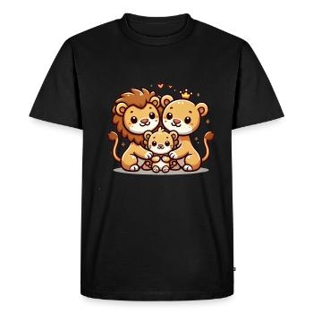 Famille Lion Mère Et Père Avec Un Enfant - T-shirt Premium bio Homme - noir - Devant - Nico (187cm)