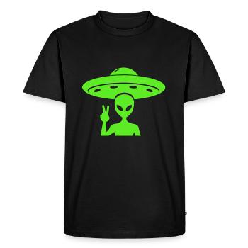 Paix OVNI extraterrestre - T-shirt Premium bio Homme - noir - Devant - Nico (187cm)