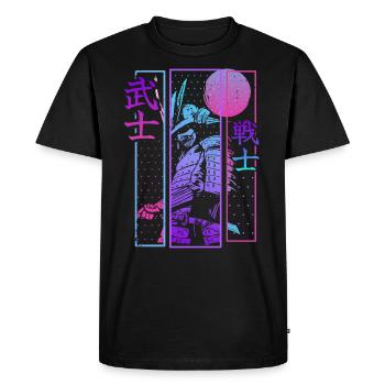 Samouraï guerrier Vaporwave Esthétique japonaise - T-shirt Premium bio Homme - noir - Devant - Nico (187cm)