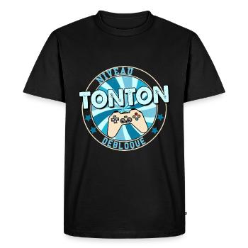 Niveau Tonton Débloqué Idée Cadeau Homme Oncle - T-shirt Premium bio Homme - noir - Devant - Nico (187cm)