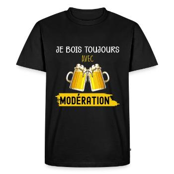 Boire Avec Modération - T-shirt Premium bio Homme - noir - Devant - Nico (187cm)