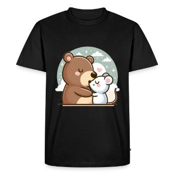 Cuddling Bear And Mouse In Love - Men's Premium Organic T-Shirt - black - Front - Nico (187cm)