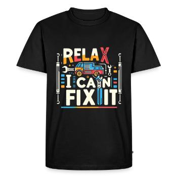 Relax I Can Fix It 28 - Men's Premium Organic T-Shirt - black - Front - Nico (187cm)