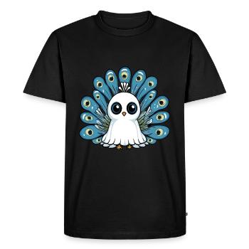 Peacock Bird Halloween Comic Ghost - Men's Premium Organic T-Shirt - black - Front - Nico (187cm)