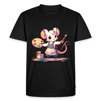 Cute Mouse Artist - Men's Premium Organic T-Shirt - black - Front - Nico (187cm)