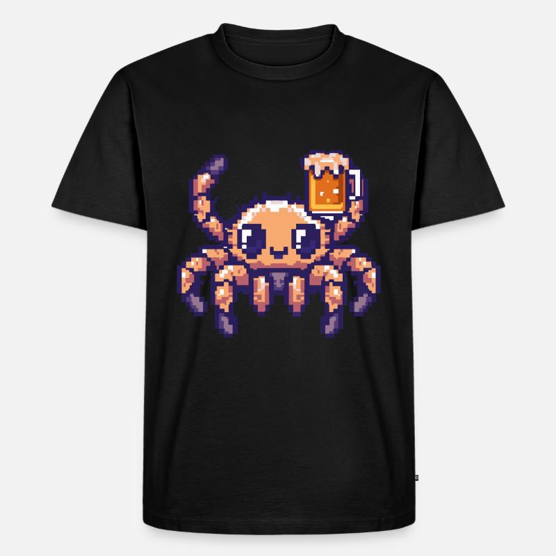 Tarantula Pixel Bier - Männer Premium Bio T-Shirt - Schwarz