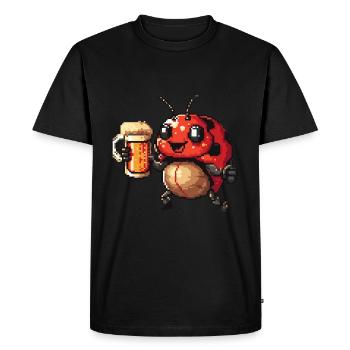 Bière Ladybug Pixel - T-shirt Premium bio Homme - noir - Devant - Nico (187cm)