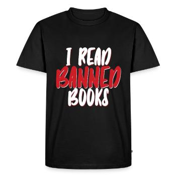 I Read Banned Books 42 - Men's Premium Organic T-Shirt - black - Front - Nico (187cm)