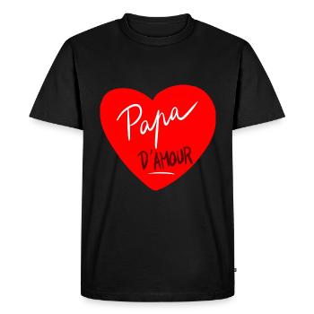 Mon Papa D'Amour Je L'Aime - T-shirt Premium bio Homme - noir - Devant - Nico (187cm)