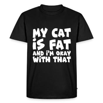 Mon chat est gros et ça me va - T-shirt Premium bio Homme - noir - Devant - Nico (187cm)