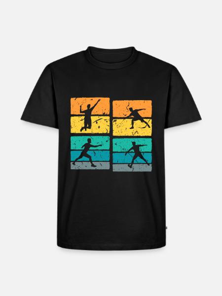 Retro Badminton - Männer Premium Bio T-Shirt - Schwarz