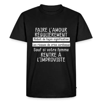 Expression Pour Mari Epoux Cadeau Drôle - T-shirt Premium bio Homme - noir - Devant - Nico (187cm)