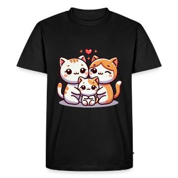 Aimant Chat Famille Mère Et Père Avec Un Enfant - T-shirt Premium bio Homme - noir - Devant - Nico (187cm)