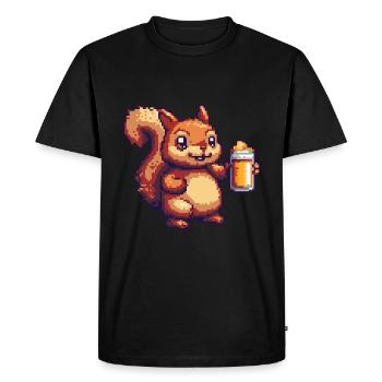 Squirrel Pixel Beer - Men's Premium Organic T-Shirt - black - Front - Nico (187cm)
