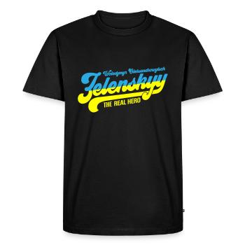 Zelenskyy | Le vrai héros ukrainien - T-shirt Premium bio Homme - noir - Devant - Nico (187cm)