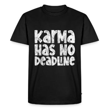 Karma Has No Deadline 3 - Men's Premium Organic T-Shirt - black - Front - Nico (187cm)