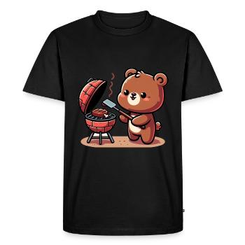 Cute BBQ Bear - Men's Premium Organic T-Shirt - black - Front - Nico (187cm)