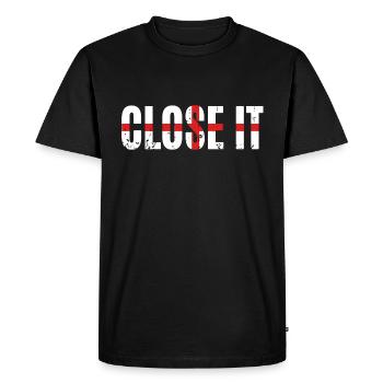 Close it - Men's Premium Organic T-Shirt - black - Front - Nico (187cm)