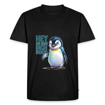 Hey je te connais Illustration pingouin - T-shirt Premium bio Homme - noir - Devant - Nico (187cm)
