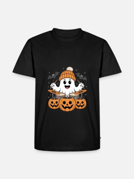 Drôle Ghost Drums Citrouille Halloween - T-shirt Premium bio Homme - noir