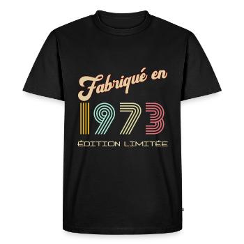 Anniversaire Fabriqué en 1973 Vintage - T-shirt Premium bio Homme - noir - Devant - Nico (187cm)