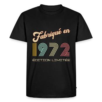Anniversaire Fabriqué en 1972 vintage Rétro - T-shirt Premium bio Homme - noir - Devant - Nico (187cm)