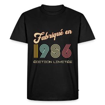 Annibersaire 1986 Fabriqué en 1986 édition limitée - T-shirt Premium bio Homme - noir - Devant - Nico (187cm)