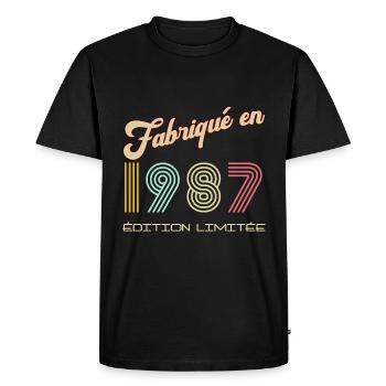 Anniversaire Fabriqué en 1987 vintage - T-shirt Premium bio Homme - noir - Devant - Nico (187cm)