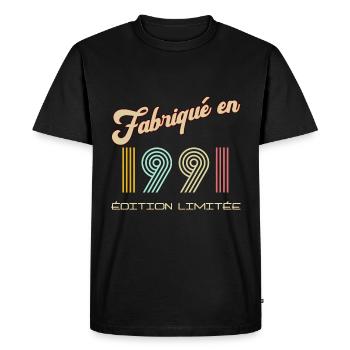 Anniversaire Fabriqué en 1991 vintage édition - T-shirt Premium bio Homme - noir - Devant - Nico (187cm)