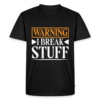 Warning I Break Stuff 15 - Men's Premium Organic T-Shirt - black - Front - Nico (187cm)