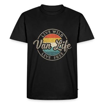 Van Life Vintage Retro Bus Transporter Road Trip - T-shirt Premium bio Homme - noir - Devant - Nico (187cm)
