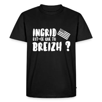 Ingrid est-ce que tu breizh? - T-shirt Premium bio Homme - noir - Devant - Nico (187cm)