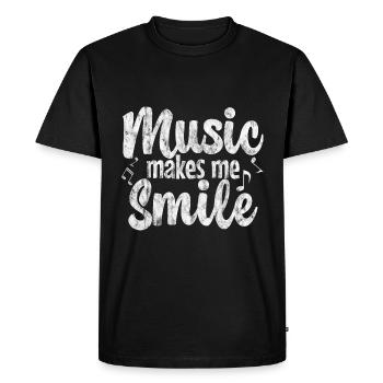 Music Makes Me Smile 3 - Men's Premium Organic T-Shirt - black - Front - Nico (187cm)
