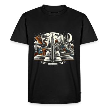 Fiction Fanatic 3 - Men's Premium Organic T-Shirt - black - Front - Nico (187cm)