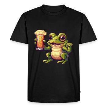 Frog Pixel Beer - Men's Premium Organic T-Shirt - black - Front - Nico (187cm)