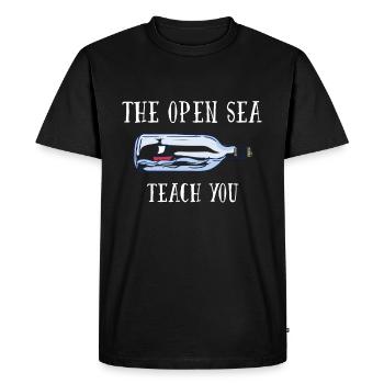 The open Sea teach you Bottle Ship - Men's Premium Organic T-Shirt - black - Front - Nico (187cm)