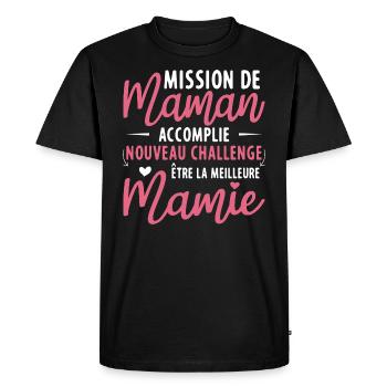 Mission de maman accomplie mamie annonce grossesse - T-shirt Premium bio Homme - noir - Devant - Nico (187cm)