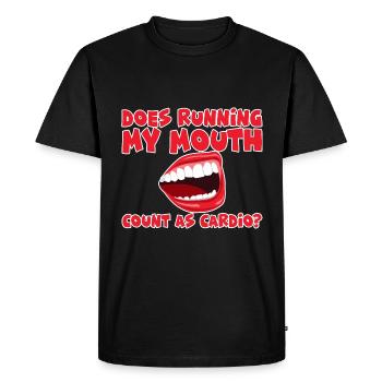 Est-ce que courir ma bouche compte comme Cardio 2 - T-shirt Premium bio Homme - noir - Devant - Nico (187cm)